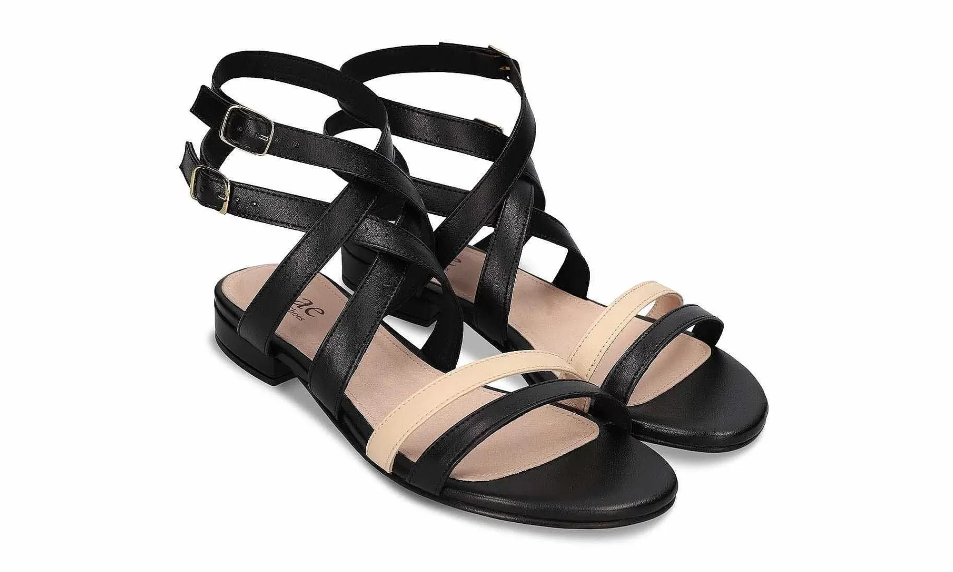 Damen NAE Olga Black Apple Leather Sandal