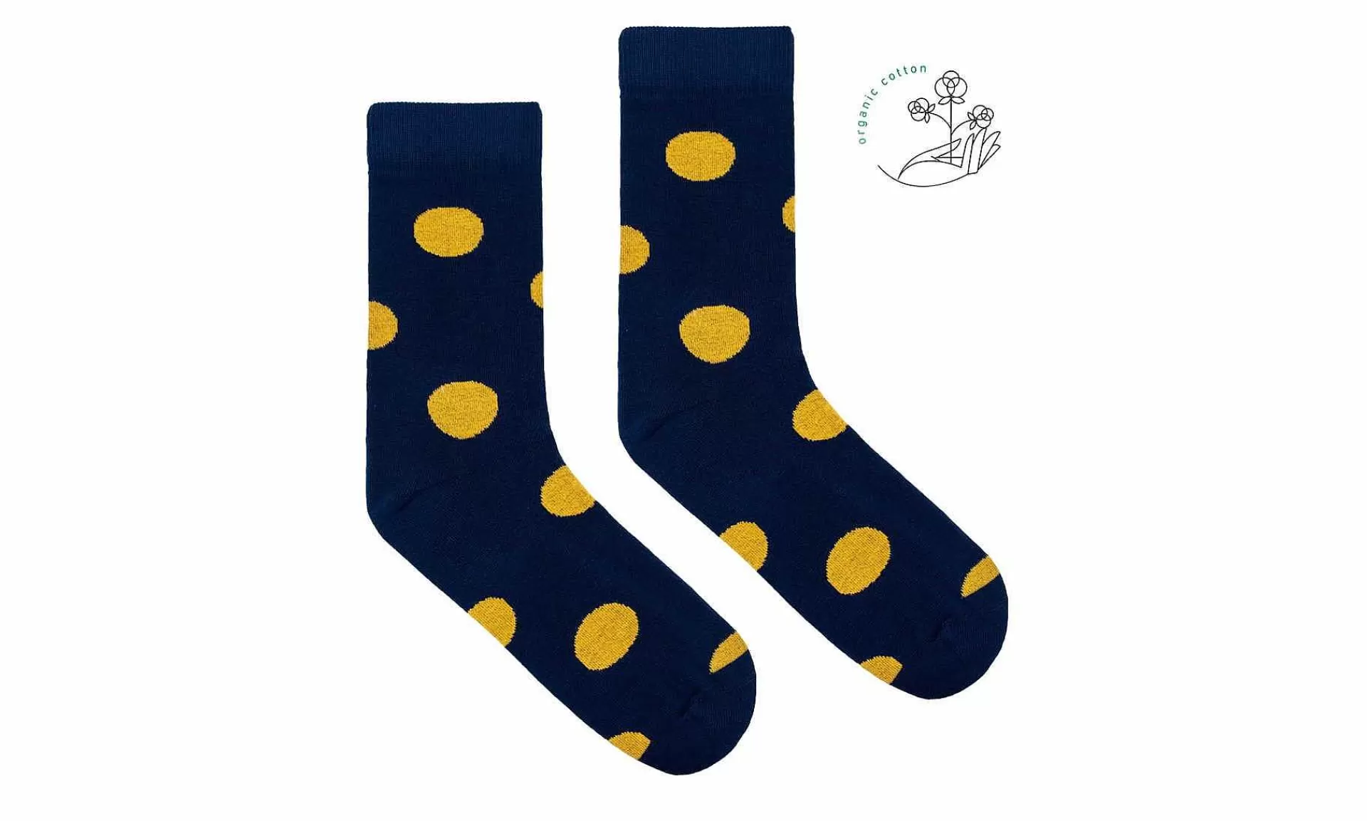 Accessoires Kabak Organic Cotton Socks Navy Blue Lemon Big Dots