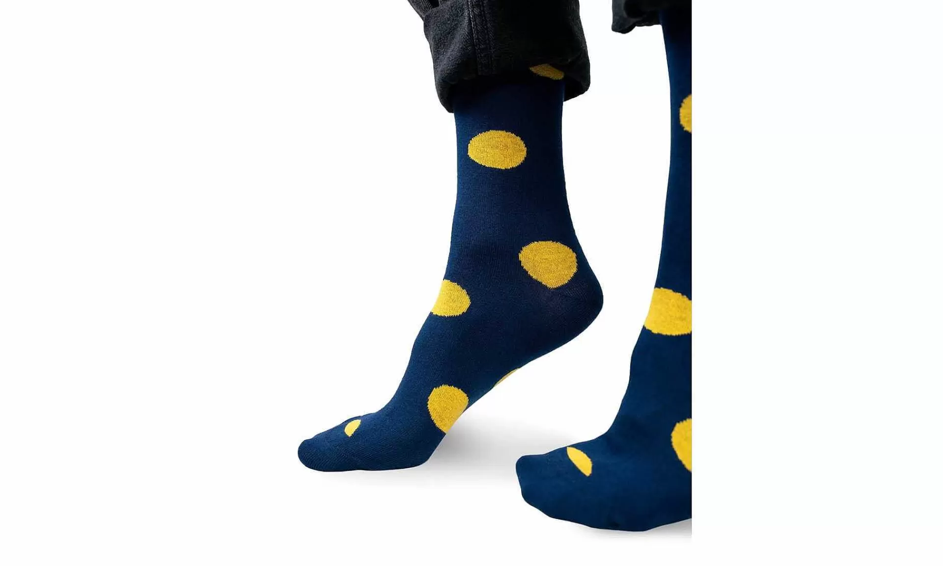 Accessoires Kabak Organic Cotton Socks Navy Blue Lemon Big Dots