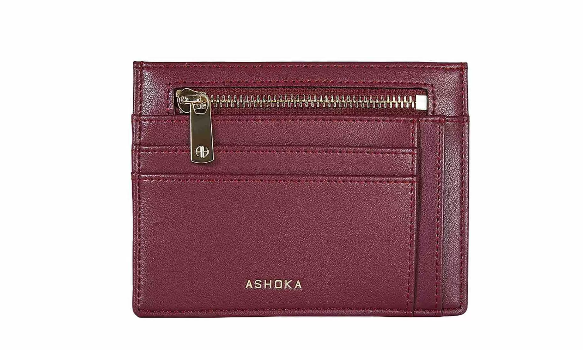 Accessoires ASHOKA Paris Porte Cartes Zippe Apple Skin Bordeaux