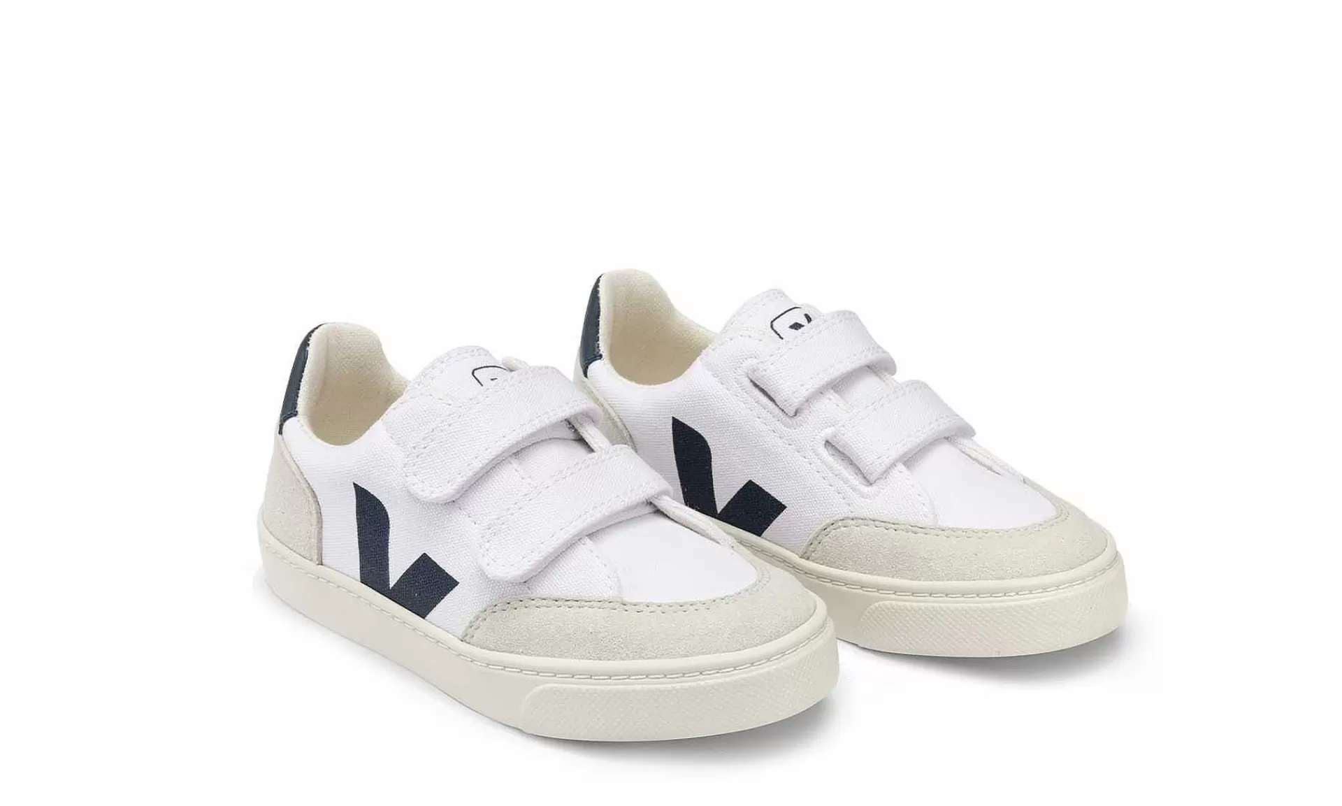 Kinder Veja Small V-12 Velcro Canvas White Nautico Natural