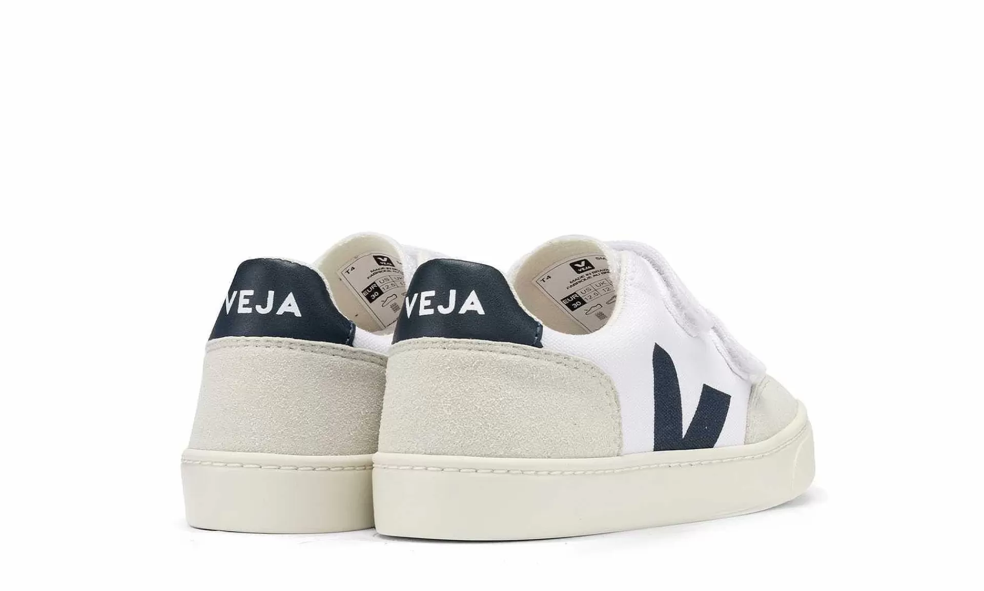 Kinder Veja Small V-12 Velcro Canvas White Nautico Natural