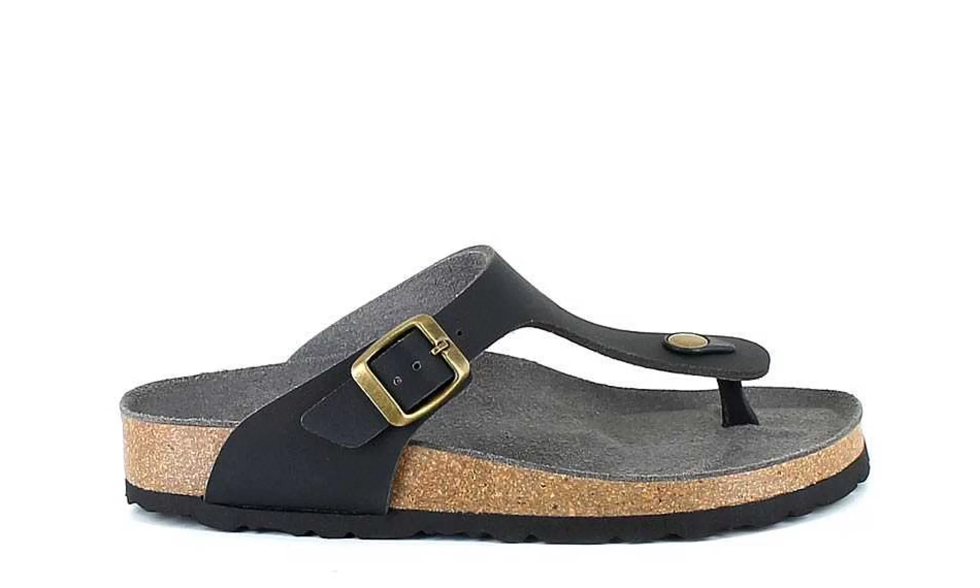 Damen Vegetarian Shoes Toe Post Sandal Black