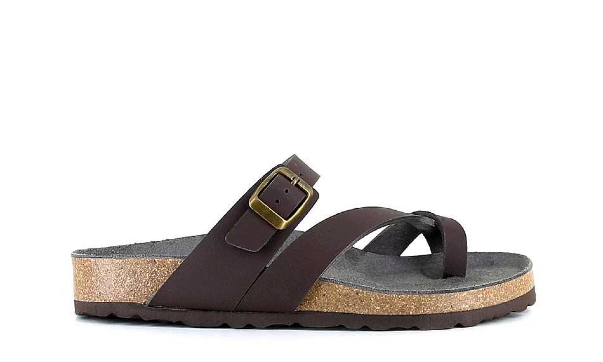 Damen Vegetarian Shoes Toe Strap Sandal Brown