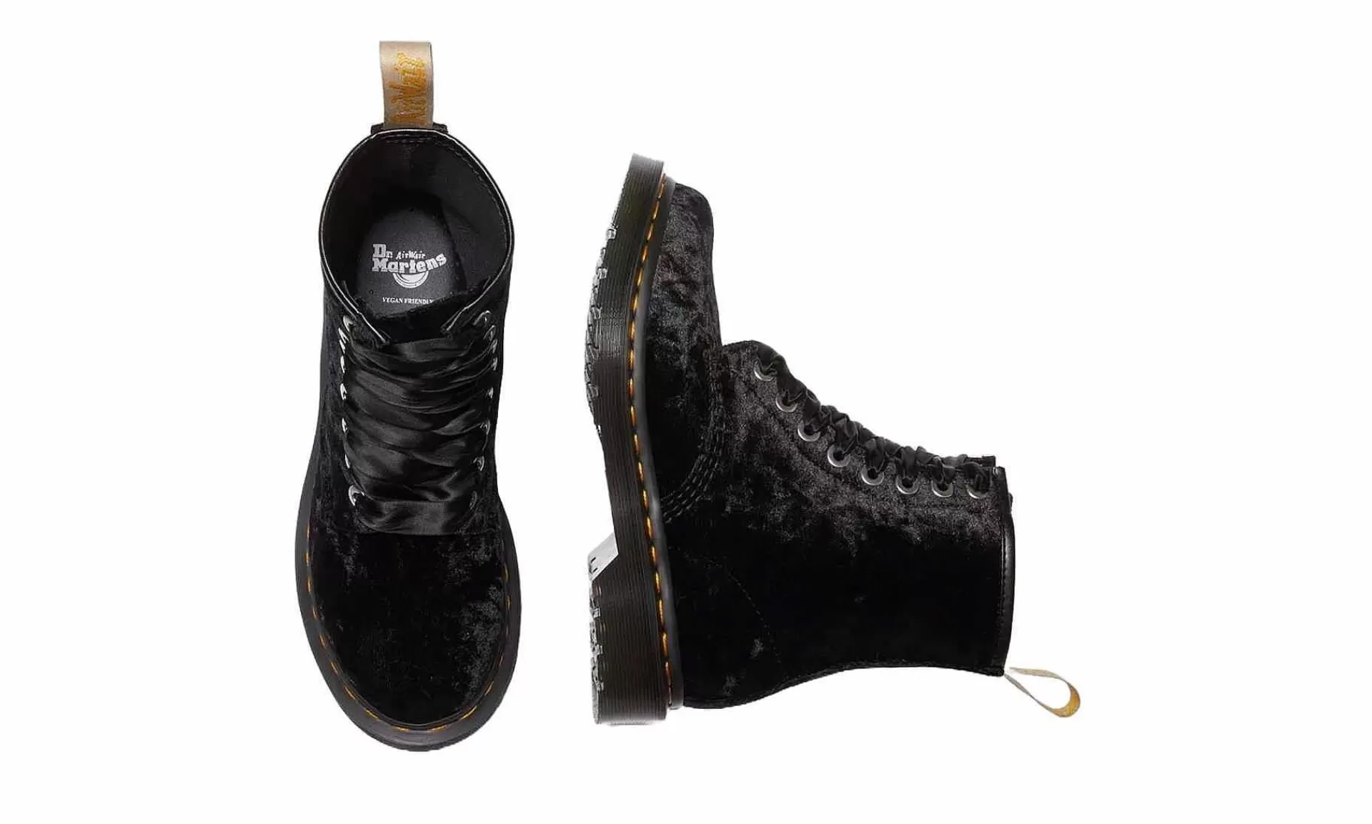 Damen Dr. Martens Vegan 1460 Black Crushed Velvet